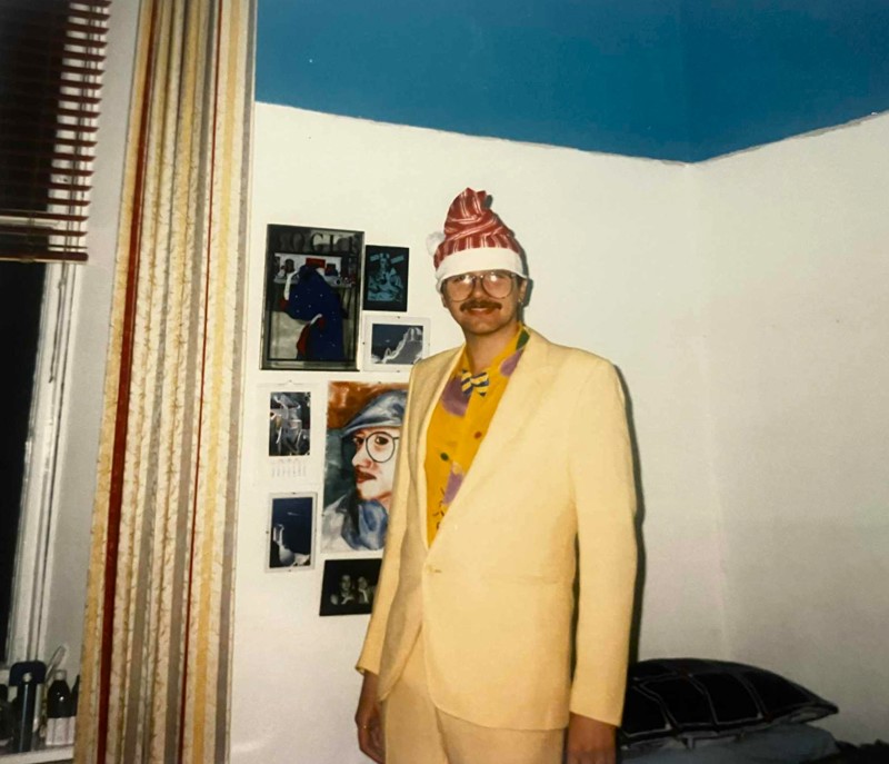David A Allan, Respondent, Hayburn Crescent Glasgow, 1980S, With Yellow Suit From Sister's Wedding And Nightcap He Employed Against The Cold Of The Rented Flat image