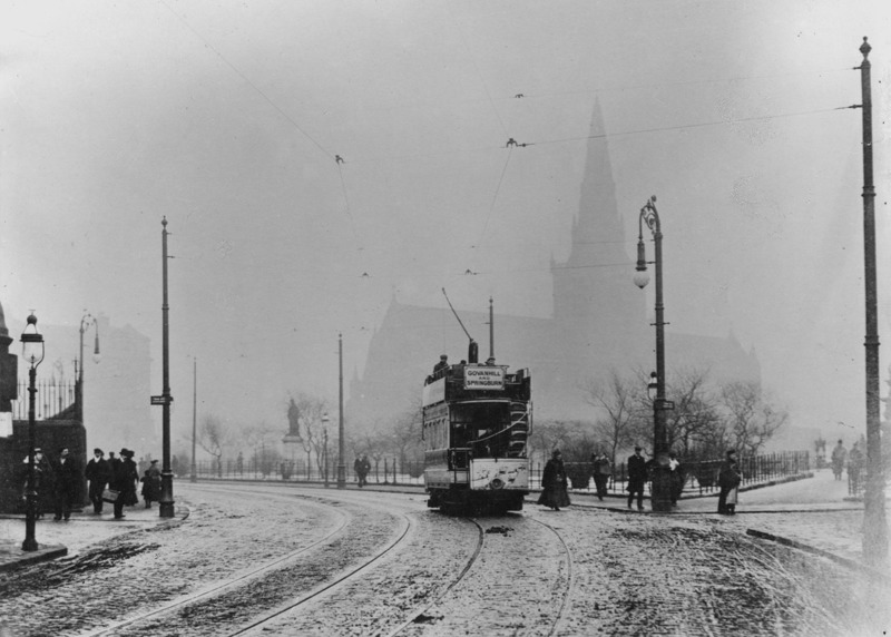 High St At Cathedral Square, With Govanhill Springburn Tramcar, C.1900 image