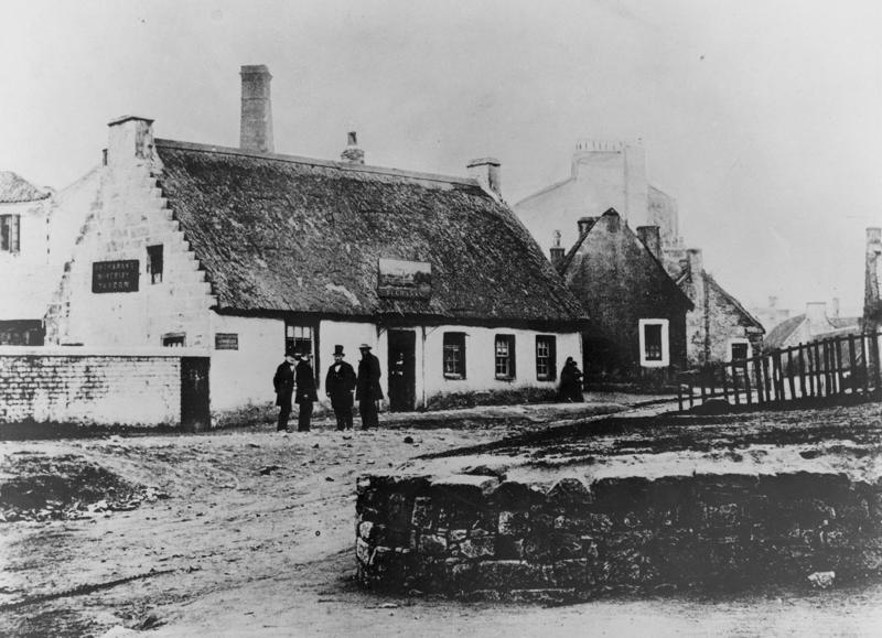 East Side Of Water Row, Govan, With Pub, 'Buchanan's Waverley Tavern', 1861. Nlsmaps. The Tall Chimney May Have Belonged To The Dyeworks image