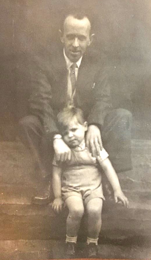 Respondent Mike Kelly And His Father On The Front Steps Of 13 Hydepark Street Glasgow Playing Cowboy 1954. Courtesy Of Mike Kelly image