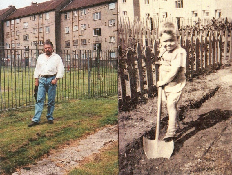 Respondent Mike Kelly In 1999, And 1957 At His Childhood Home In 4 Barnkirk Crescent, Drumchapel. Courtesy Of Mike Kelly image