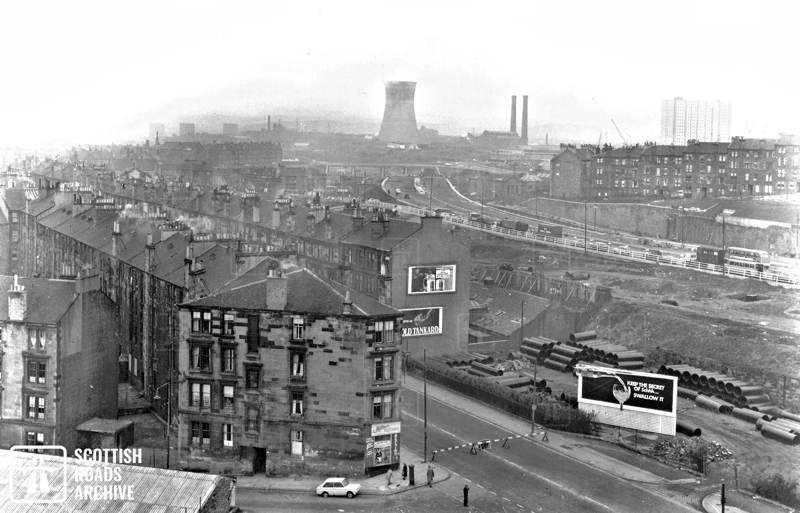 Construction Of M8 At Townhead, Late 1967. Alexandra Parade & Wishart Street Visible. Tenements In Foreground Later Demolished To Extend Royal Infirmary. Pic Scottish Roads Archive image