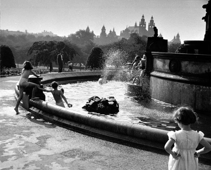 Playing In The Stewart Memorial Fountain In Kelvingrove Park On A Hot Summer Day, 1955 image