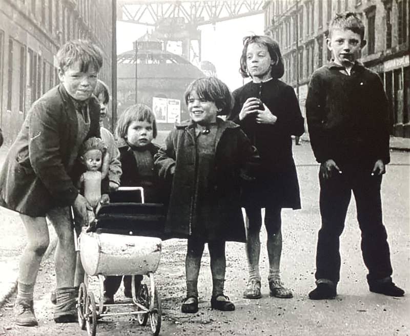 Kids Playing On Plantation Street, Finnieston Crane In The Background image