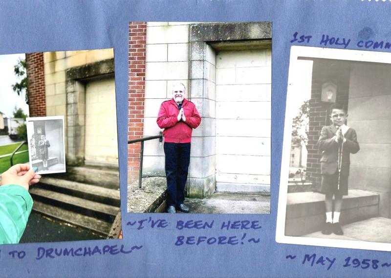 Respondent Mike Kelly At His First Holy Communion In 1958 In Drumchapel And At The Same Spot In 2022. Courtesy Of Mike Kelly image