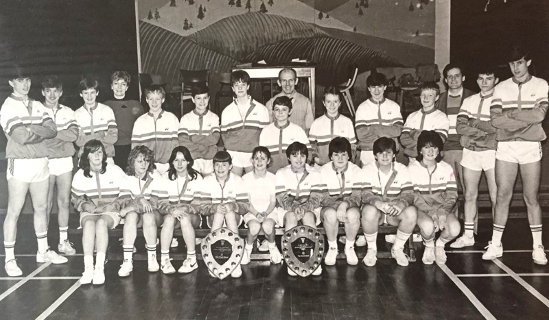 Respondent Brian Smith Tallest Boy In Photo On Far Right, 1986. Unique Double Win, Scottish Schools Badminton Competition image