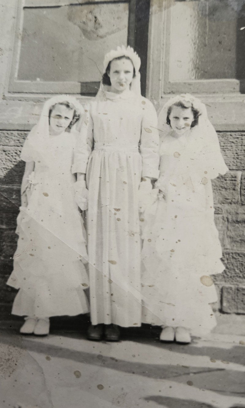 Anna With Twin Friends, 1952. Courtesy Of Respondent, Anna Stuart image