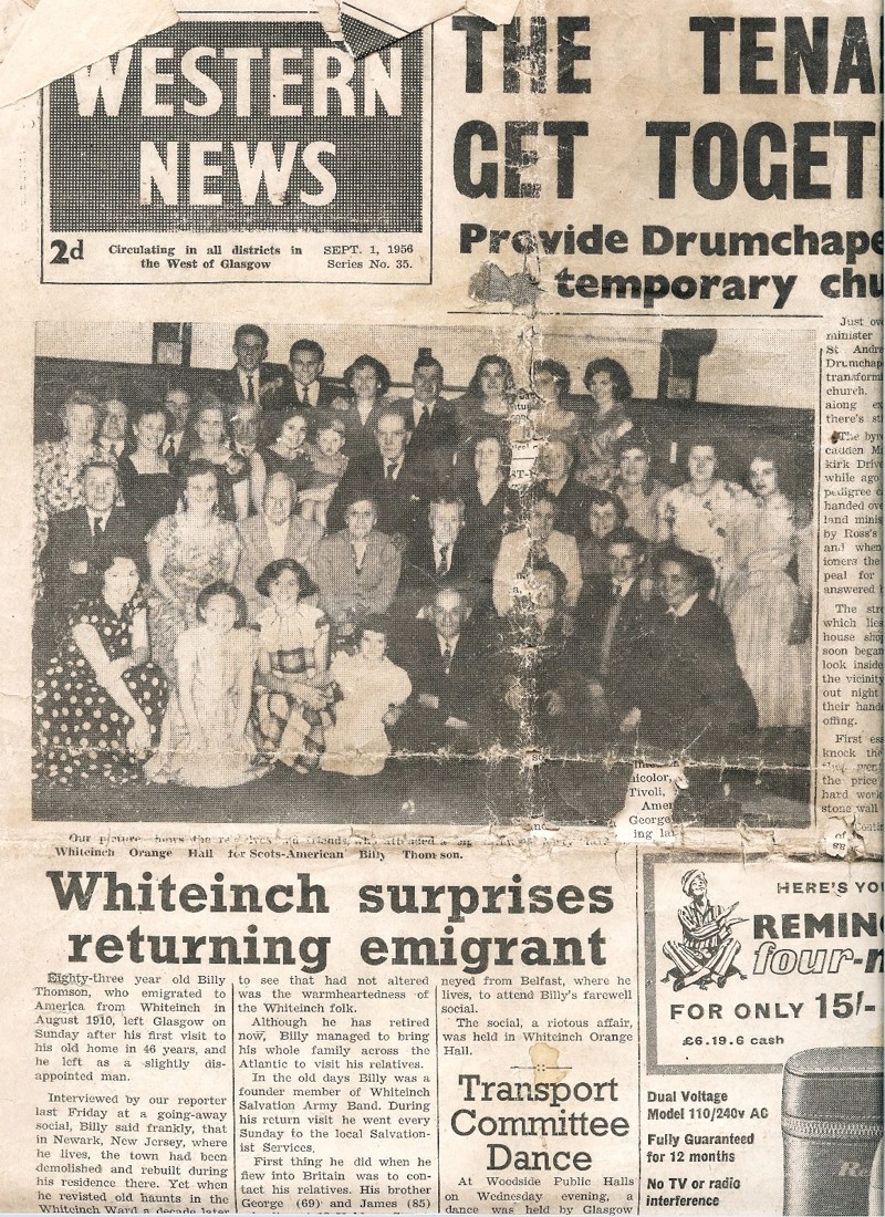 Respondent Robert Tedford's Relatives Margaret And David Thompson's Ruby Anniversay Announced, With Brother William Coming From New Jersey For The Celebrations, Courtesy Of R Tedford image