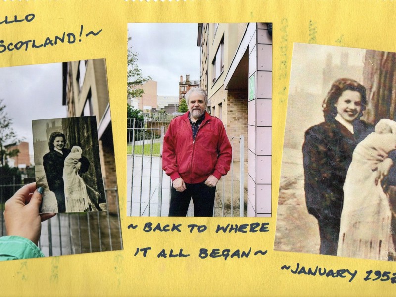 Respondent Mike Kelly On A Visit Back To Glasgow In 2022, And At 13 Hydepark Street With His Godmother. Courtesy Of Mike Kelly image