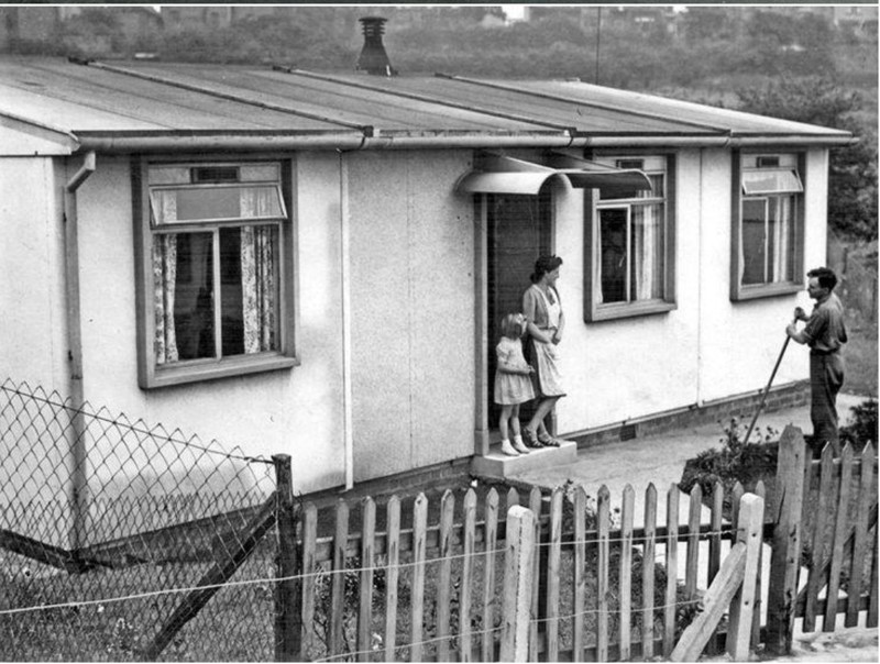 Prefabs At Littleholm Dalmuir, Clydebank, Now The Site Of 3 High Rises. Courtesy Of Clydebank Local History Society image