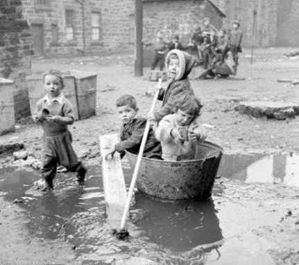 Glasgow Wains Playing With Tin Bath Boat image