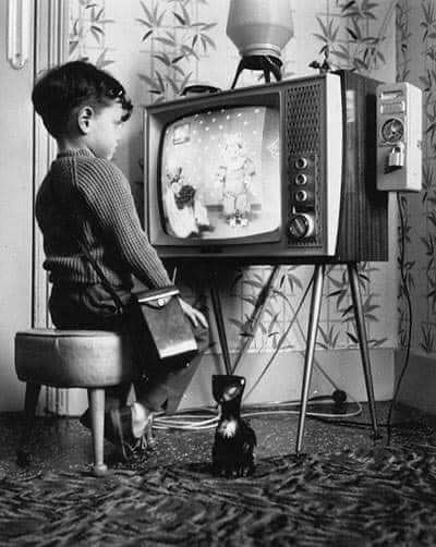 Kid Watching TV With Meter 1960S image