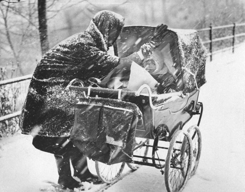 Mum & Baby Kelvingrove Park In Snowstorm image
